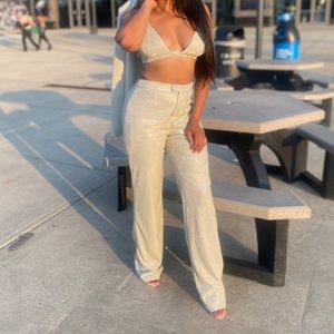 SLA The Label Gold Santorini Pants Size S